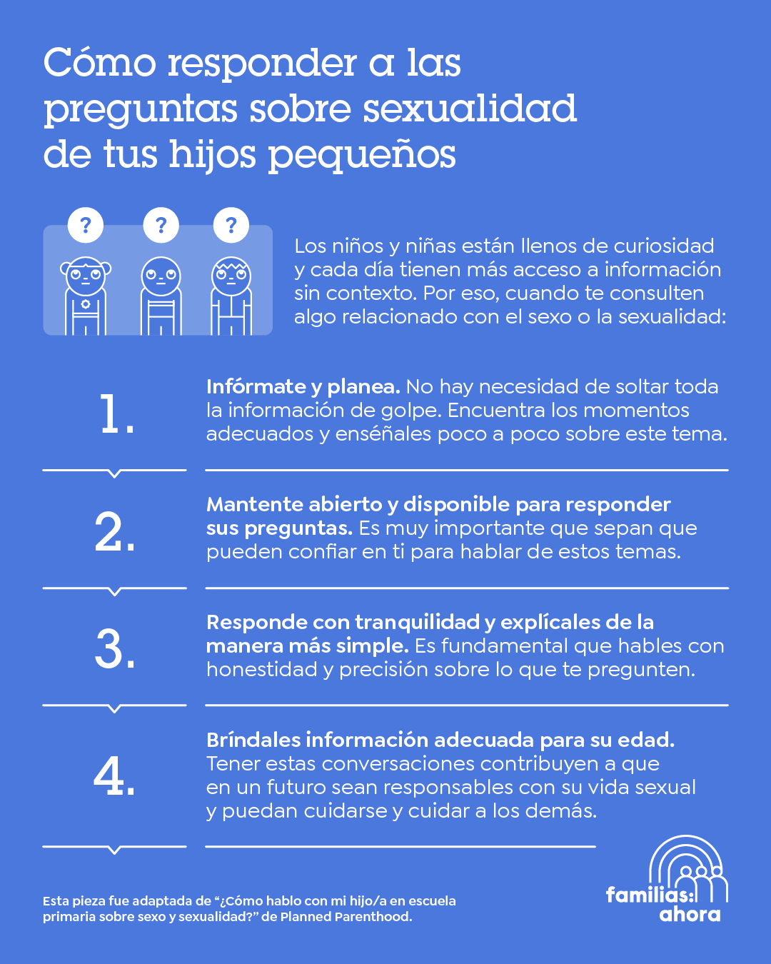 Cómo responder a las preguntas sobre sexualidad de tus hijos pequeños -  Familias: Ahora